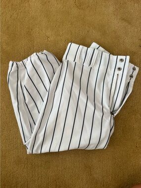Men's White Pinstripe Athletic Jogger Pants